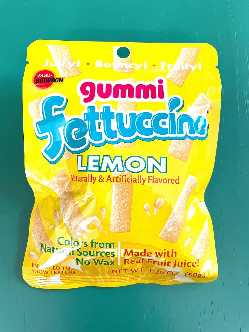 Bag of Bourbon Fettuccine Gummi in lemon flavor